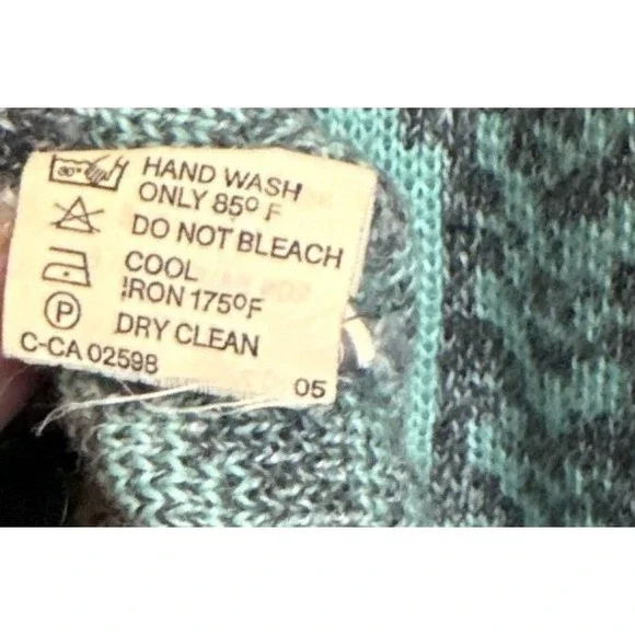 VTG Maser Austria Ski Jacquard Sweater Size 42 Geometric Mint Green Grey - Picture 9 of 9